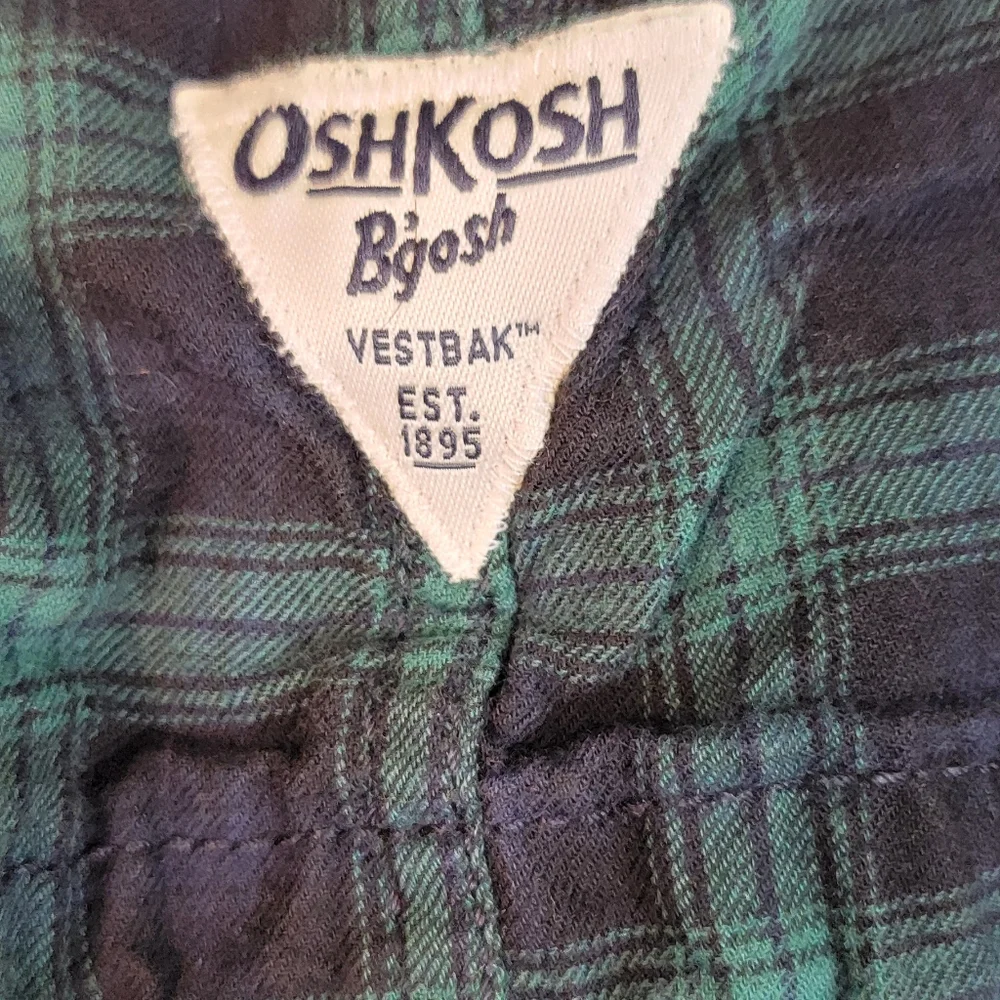 Oshkosh B'gosh Green Plaid Coverall Dress Cottagecore‎ Cabincore Baby Dress 12m